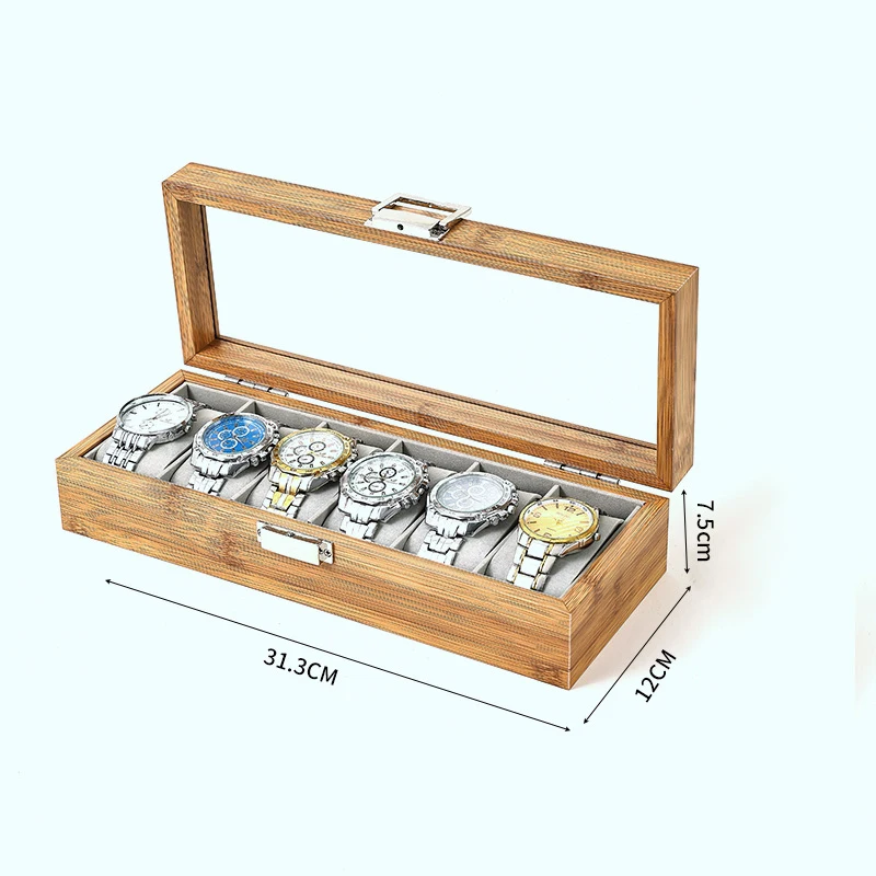3,6,10 12 Slots Environmental Protection Bamboo Watch Box Chinese style Watch Storage Case Jewelry display for Women & Men