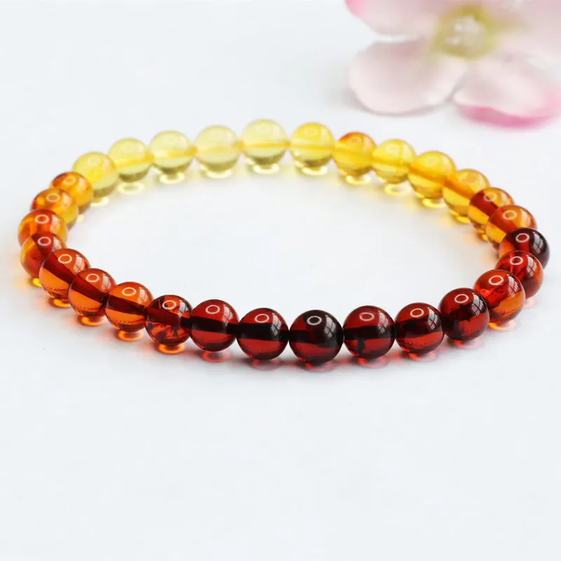 

Natural Rainbow Amber Bracelet Gradient Color Jewelry Gift