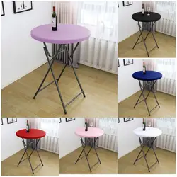 White Colour Fitted Round Table Cloth Spandex Cocktail Table Cover,High Bar Table Decoration Stain Resistant Elastic Stretch