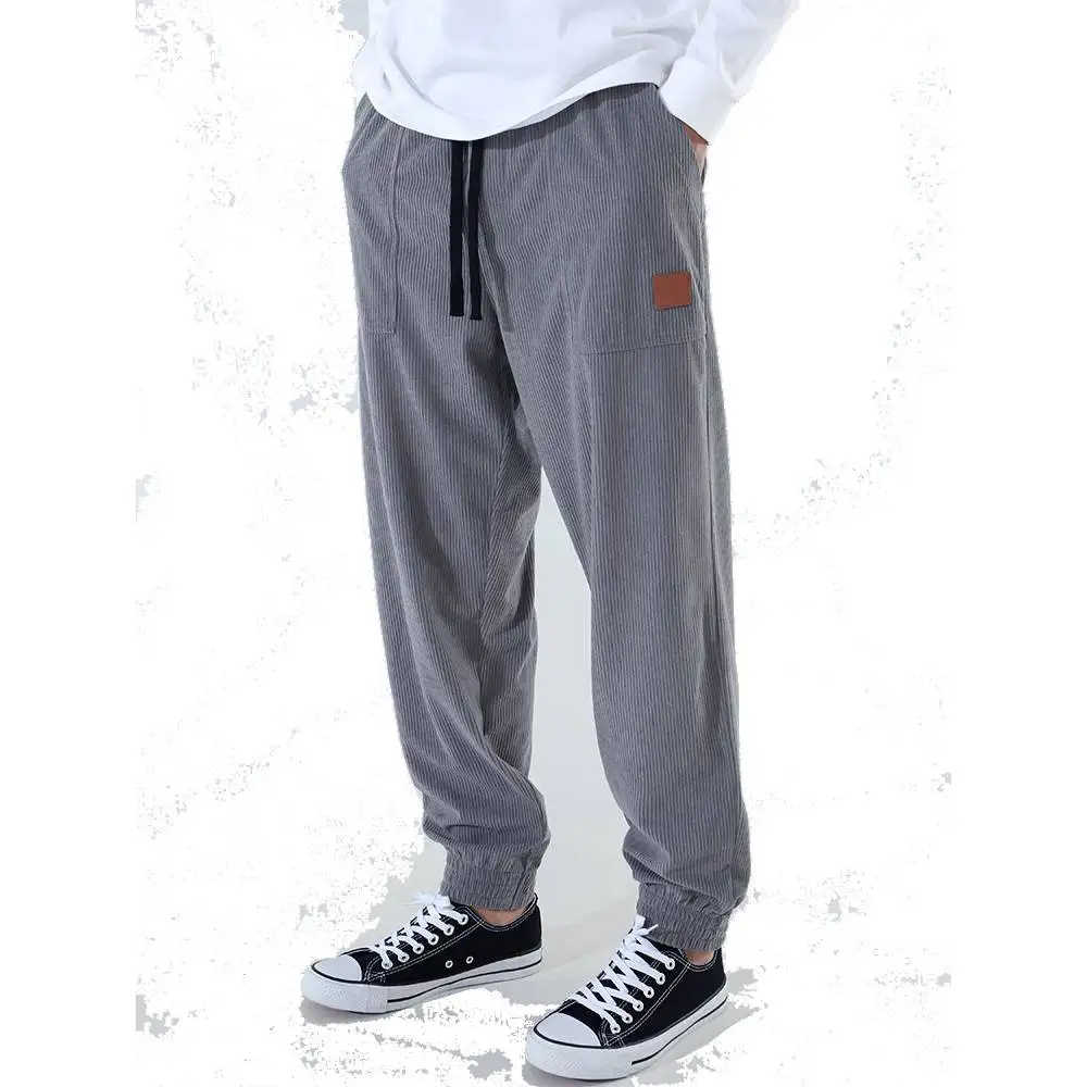 Mens Women Corduroy Casual Pants Retro Harem Trousers Youth Student Loose Sweatpants Wide Legs All Match Britches Baggy Slacks