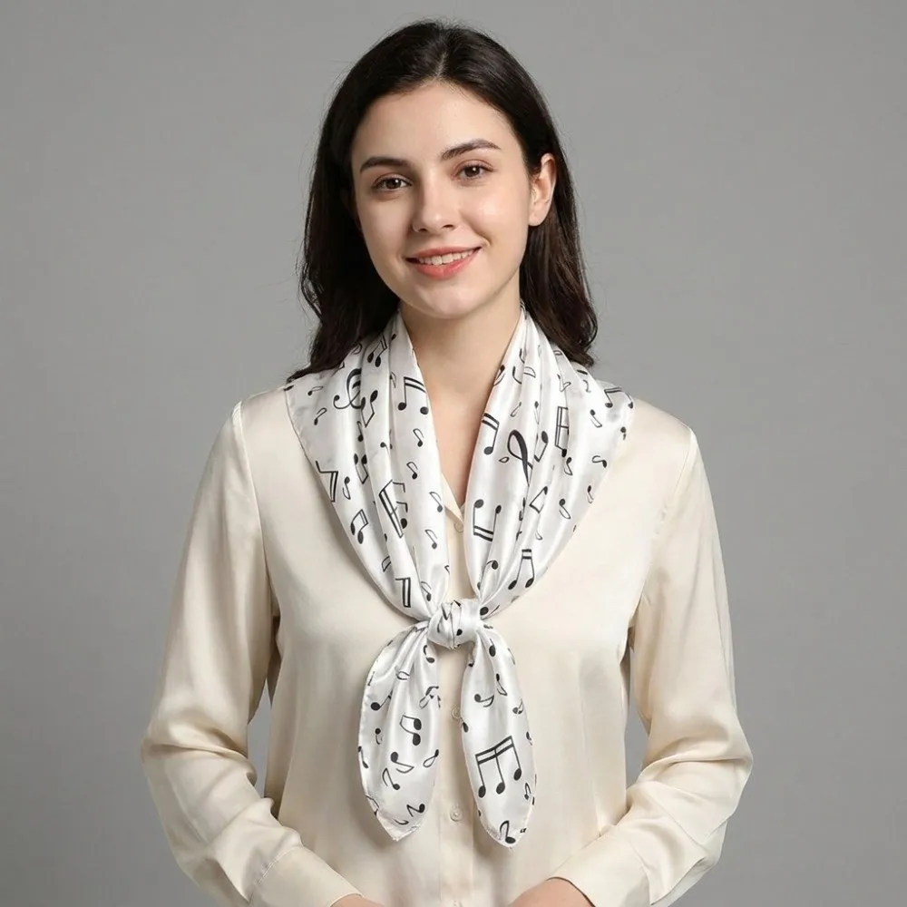 Fashion Breathable Musical Note Shawl Large Hair Band Square Scarf Neck Wrap Lightweight Women Shawl Men