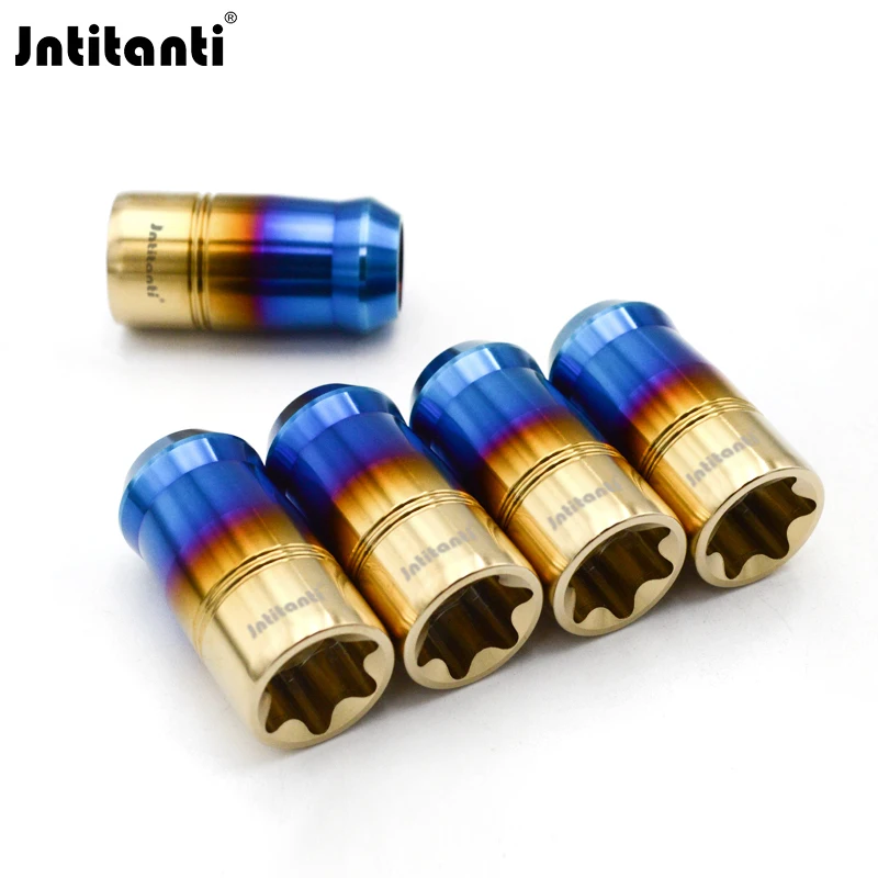 Jntitanti Gr.5 titanium anti-theft wheel nut titanium lug nut M14*1.5*45mm for Jeep, Land rover,Tesla, Cherokee,Jaguar,VW,AUDI