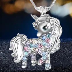 Exquisite Fashion Unicorn Necklace Color Cartoon Unicorn Jewelry Pendant Necklace for Women Party Birthday Anniversary Gift