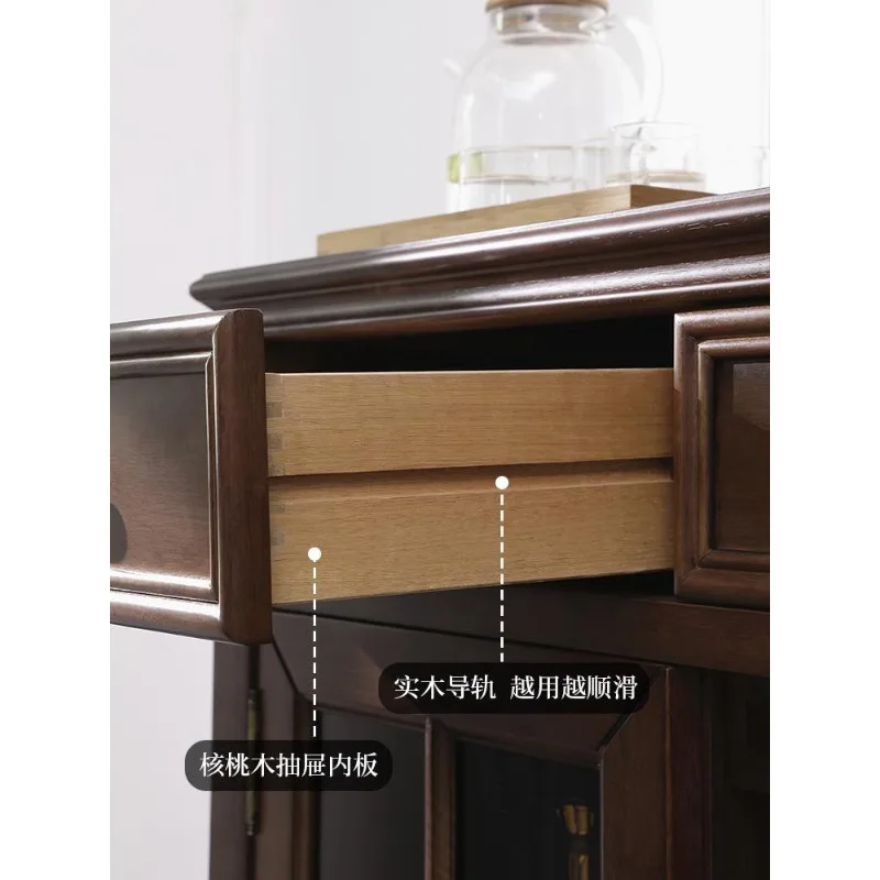 Side cabinet, all solid wood wine cabinet, locker, tempered glass side cabinet