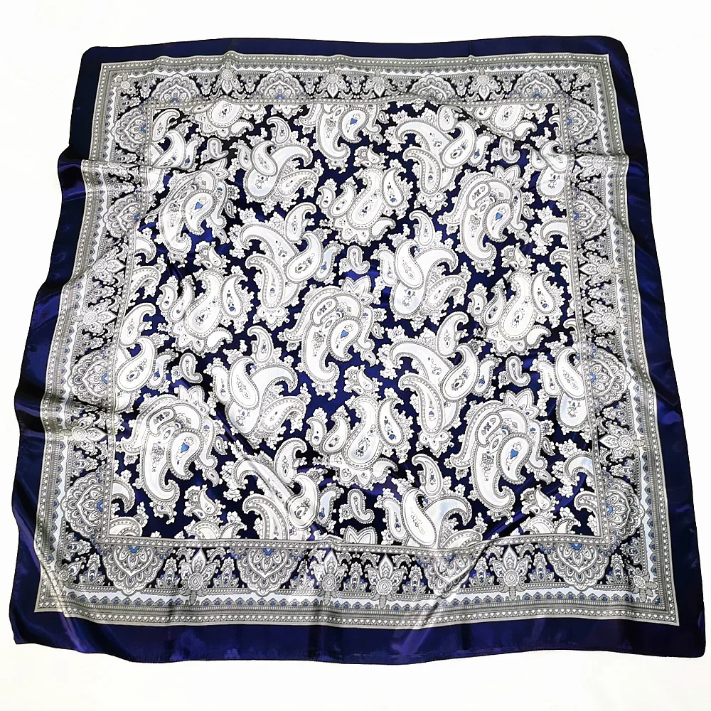 Men Silk Scarf 60cm Bohemian Retro Style Cashew Neutral Unisex Small Silk Scarf Square Scarf