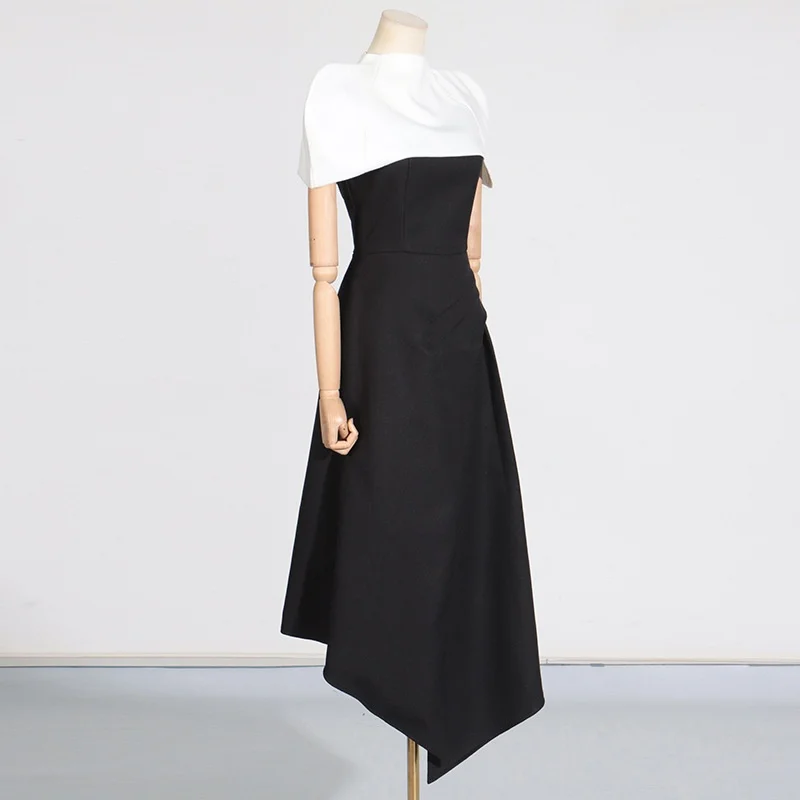 Elegant Detachable Long Dress Summer Clothing Women White Cape Black Sling Dresses Evening Prom Gown Party Club Dress Vestidos