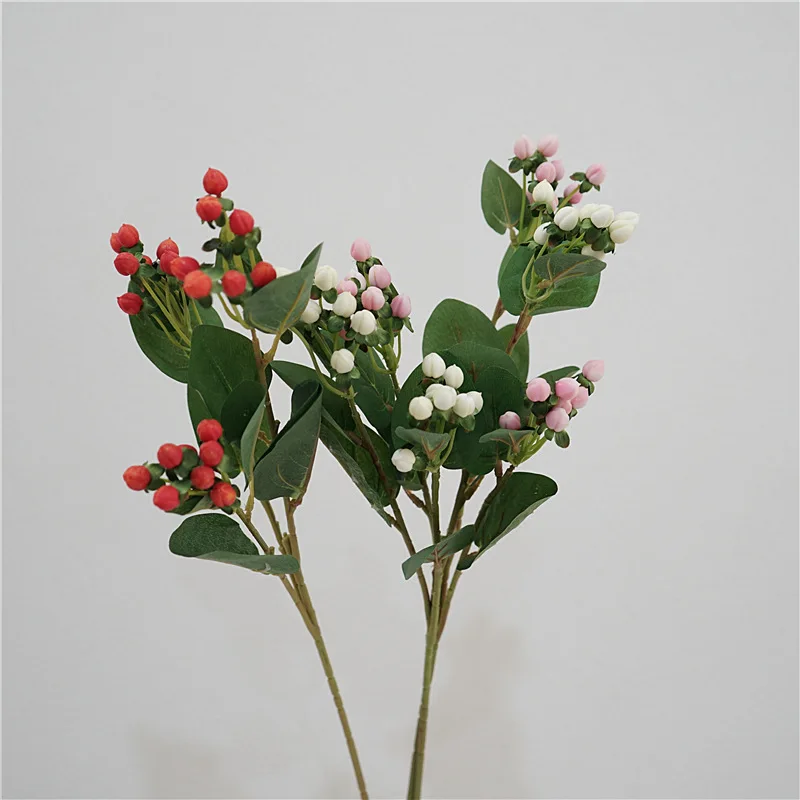 

4Pcs Simulation Hypericum Wild Fruit Plastic Artificial Flowers Bridal Bouquet Accessories Home Party Wedding Decoration Floral