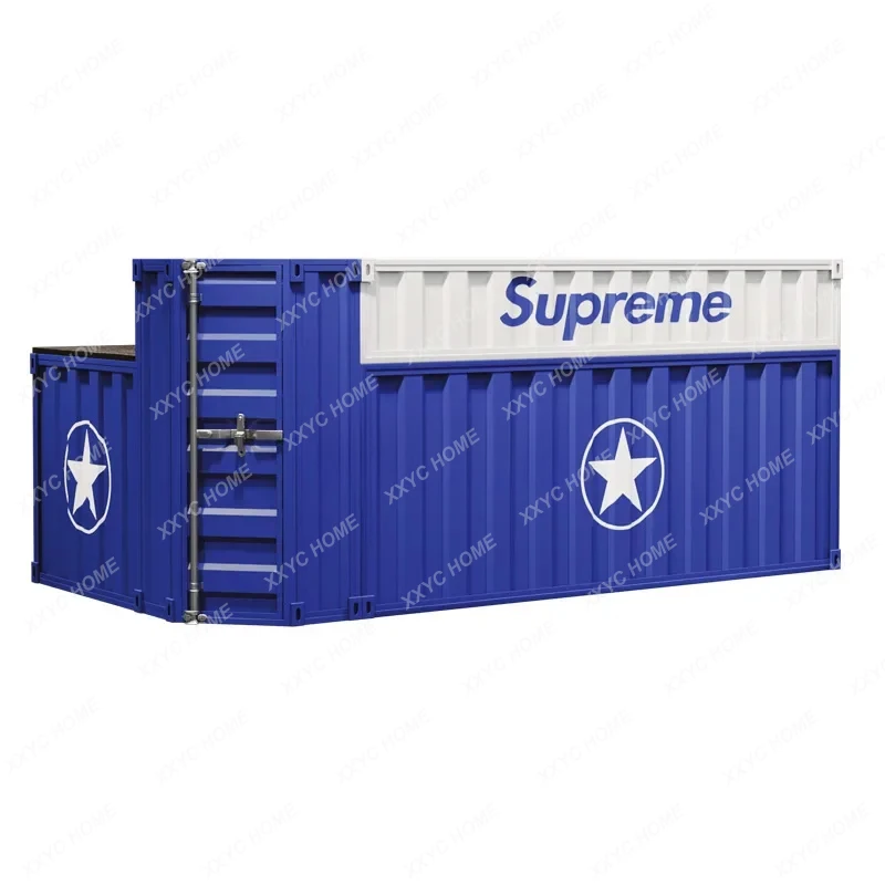 A  Industrial Style Bar Counter Cashier Milk Tea Barbecue Shop Creative Front Desk Gym Iron Container Reception Desk