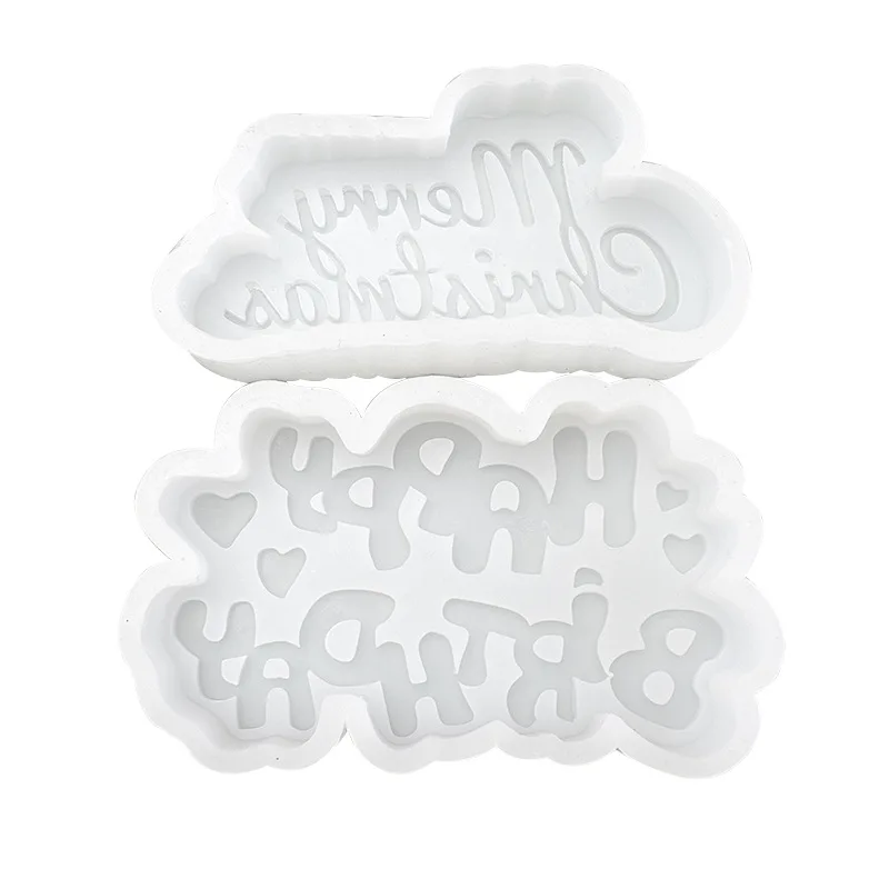 Happy Birthday Christmas Candles Silicone Mold DIY Aromatherapy Candles Gypsum Cake Decorative Baking Supplies Silicon Molds