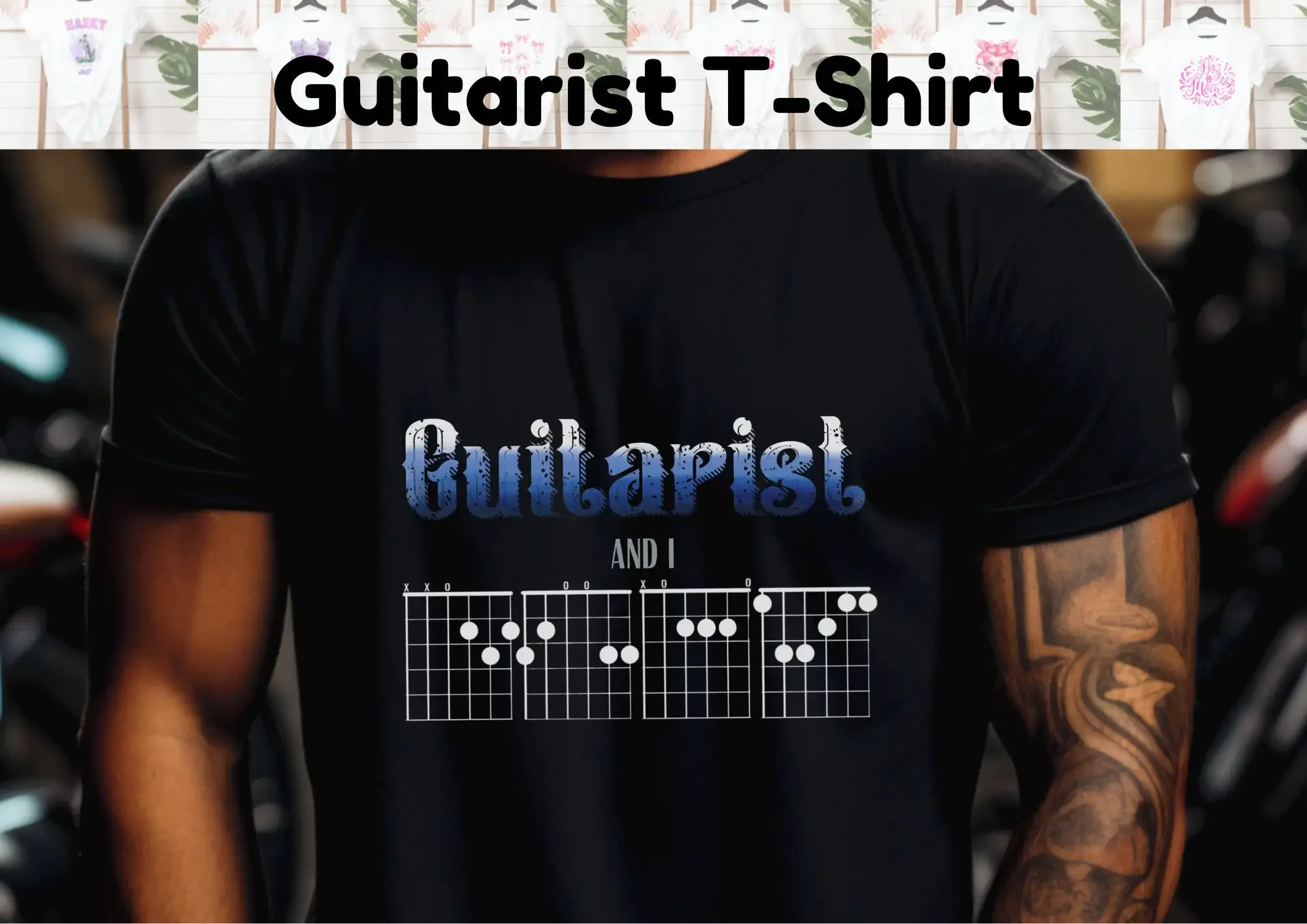 Guitarist T Shirt For Slogan Dad Fathers Day Funny Guitar Chord Brother Mens
