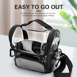 Professional Dividers Makeup Brush Case Makeup Artist Travel Clear Waterproof Cosmetic Organizer Bag with Adjustable Strap