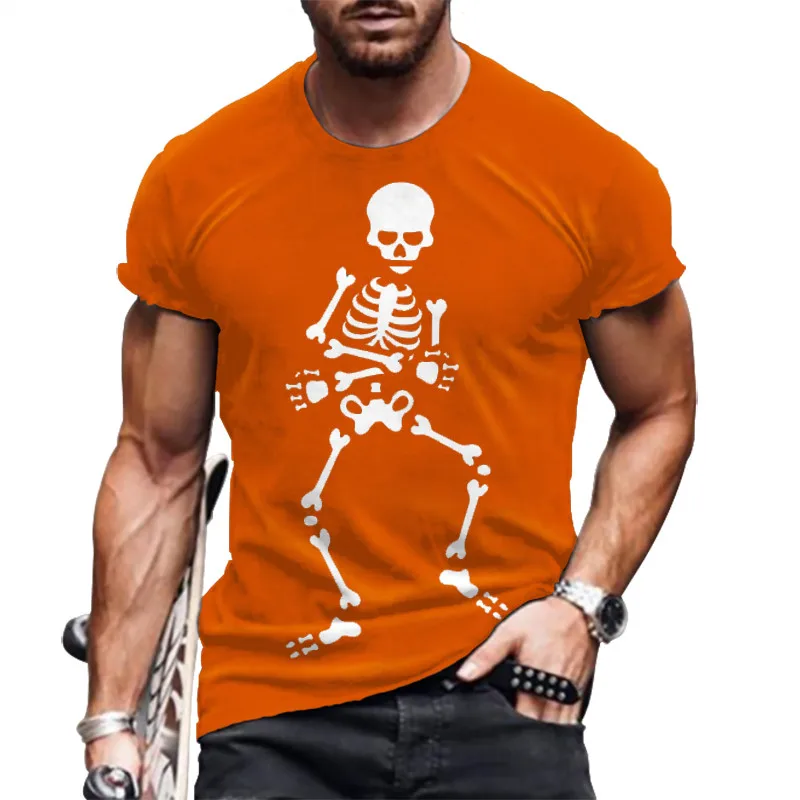 Summer Personality Skull Spoof 3D Printing Fun Men\'s Hip-hop Fashion T-shirt Short-sleeved O-neck Casual Trendy Plus Size Shirt