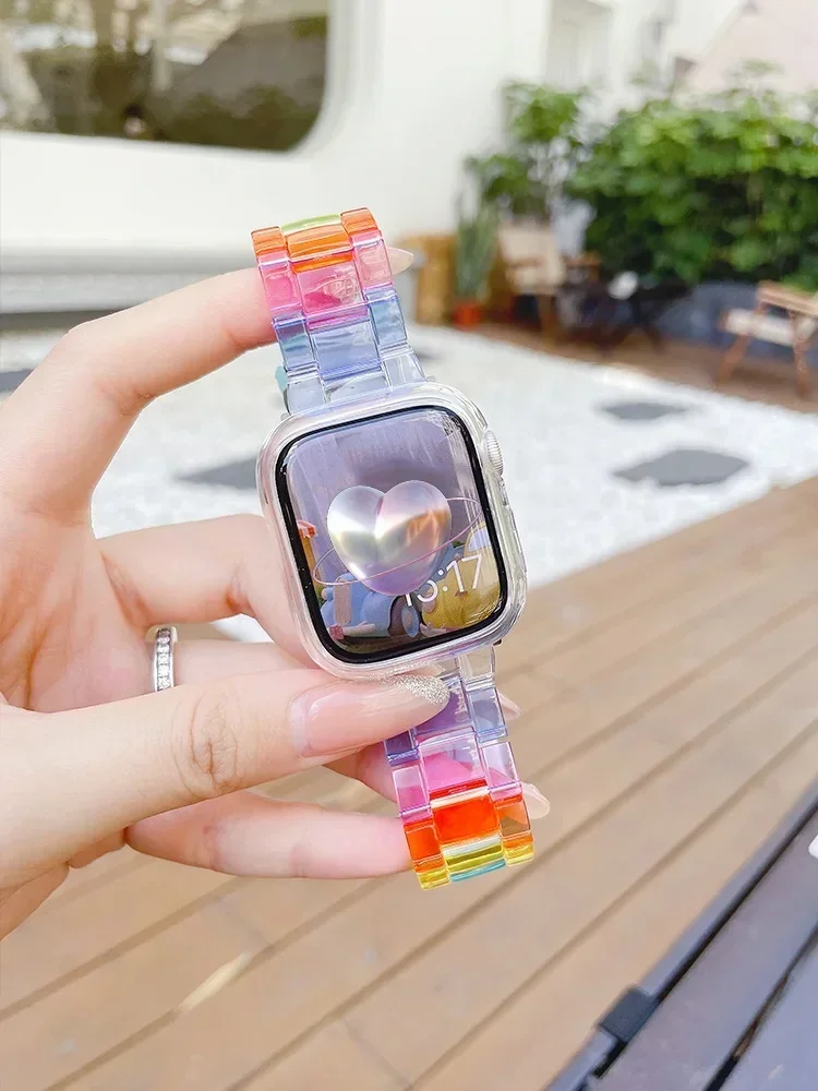 Cute Candy Rainbow Candy Strap for Apple Watch Band 49mm 45mm 41 44mm 40 Correa Band for IWatch Series 10 42mm 46mm 9 8 7 SE 6 4