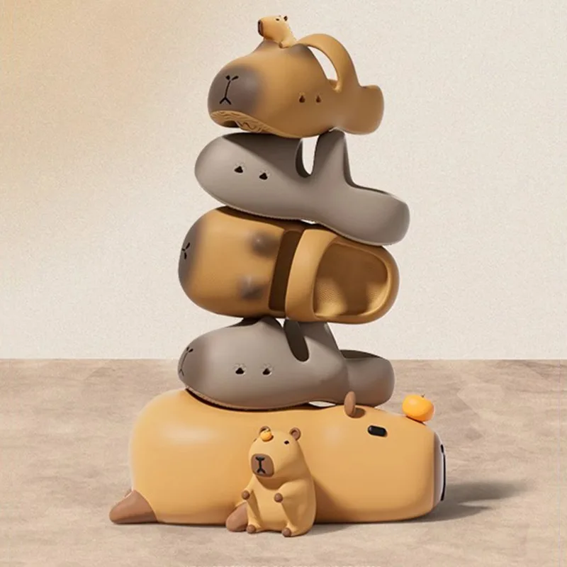 

Обувь с отверстиями, летние полутапочки с капибарой и капибарой, одежда для взрослых, домашняя нескользящая обувь с мультяшными ремешками, уличные сандалии для девочек