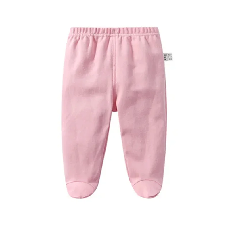 0-12Months Spring Autumn Cotton Breathable Newborn Baby Pants Solid Wrap Foot Long Trousers Casual Baby Leggings For Girls Boys