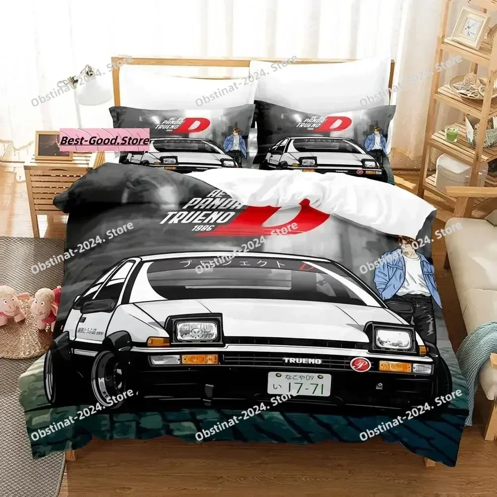 initial d ae86 Bedding Set Single Twin Full Queen King Size Bed Set Aldult Kid Bedroom Duvetcover Sets 3D Anime Bed Sheet Set