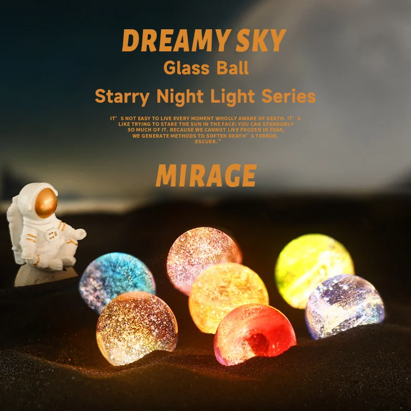 40mm Colorful Glass Ball Beads and Seven Star Formation Creative Birthday Gift Decor Crystal Ball Night light Tabletop Decor