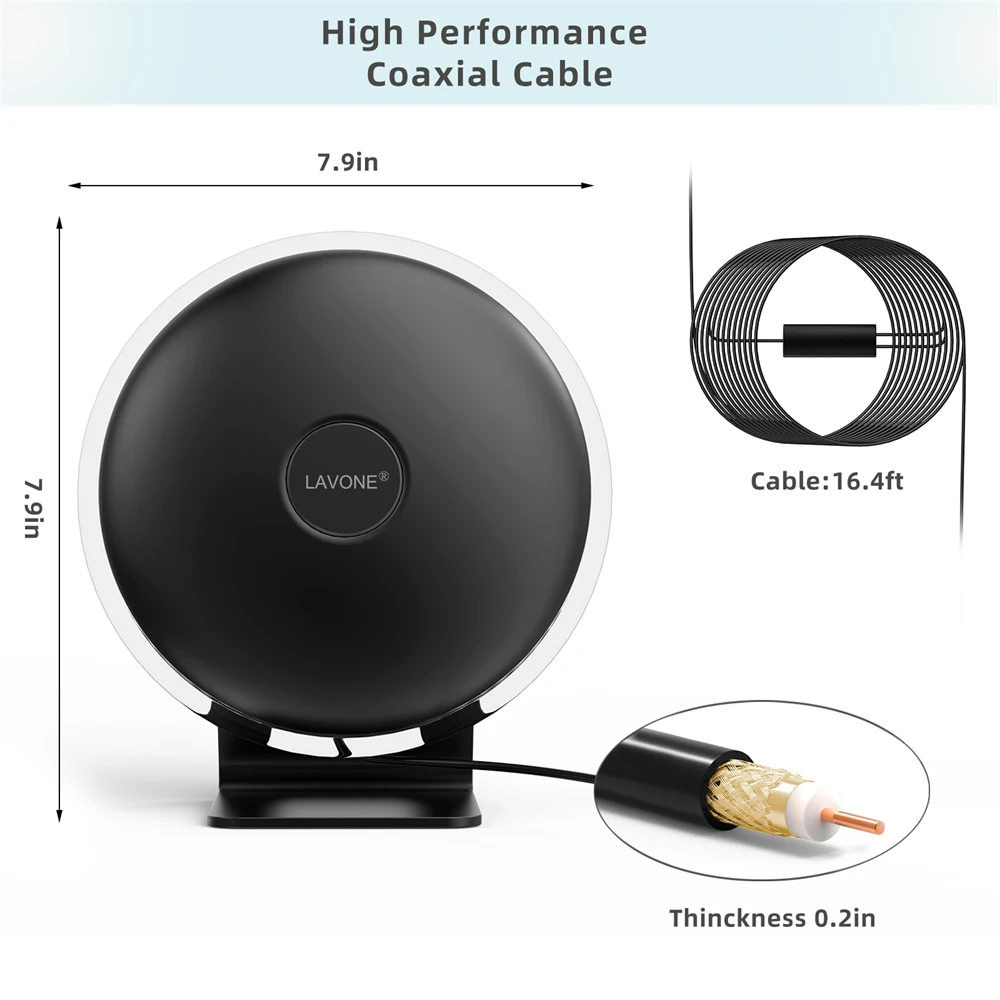 Antena telewizyjna wewnętrzna bezpłatna telewizja Dvb-T Dvb-T2 Dab Cyfrowa antena odbiorcza 500 cm Kabel koncentryczny Antena Hd do inteligentnej