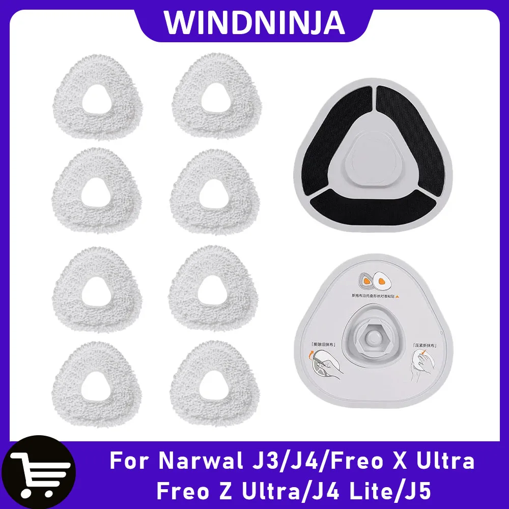 Mop Bracket and Mop Cloth Parts for Narwal Freo X Ultra Freo Z Ultra J3 J4 J4 Lite J5 Robot Vacuum Cleaner Mop Cloths Rag Spare