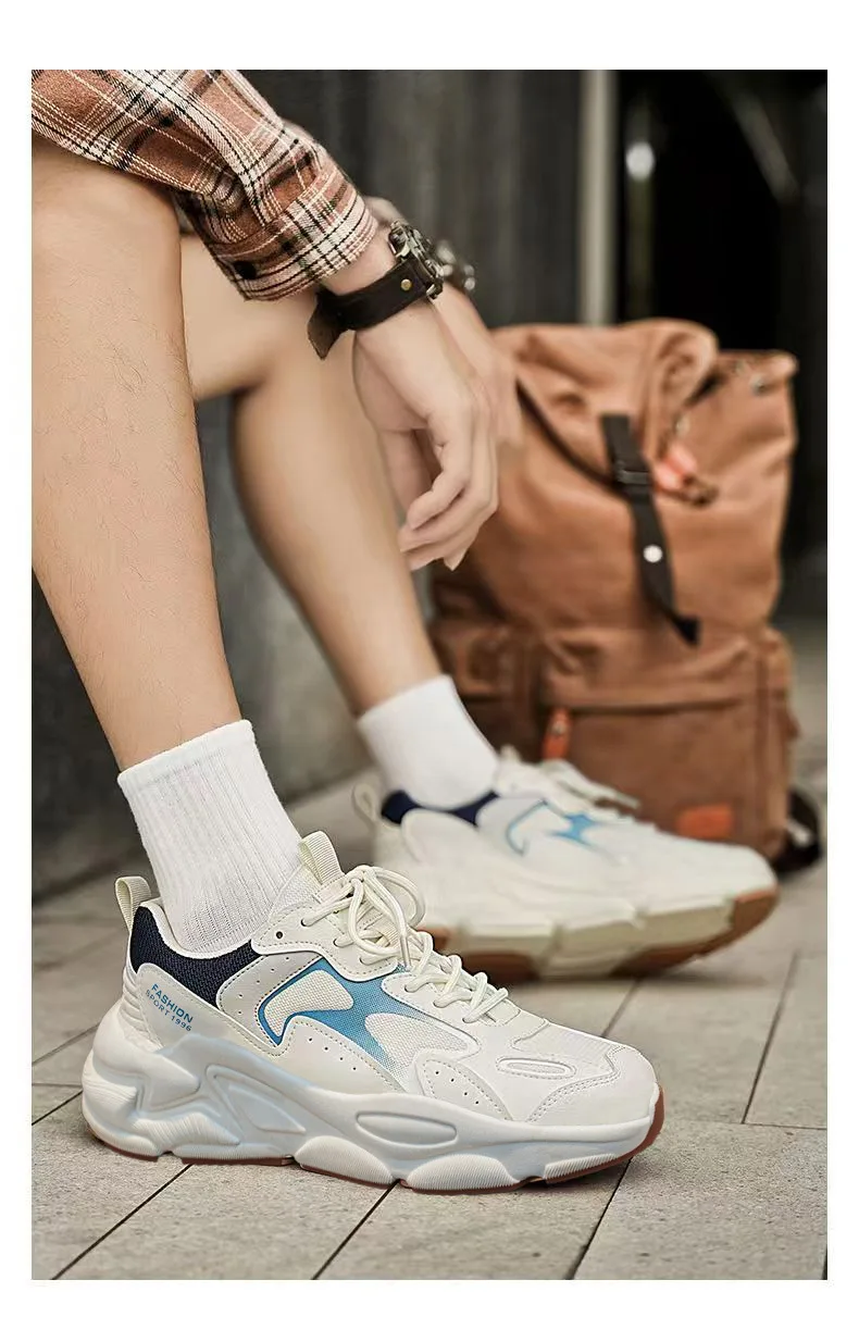 2026 Summer Men's unky Dad Sneakers Breathable Mesh Casual Shoes Thick Sole Streetwear Footwear