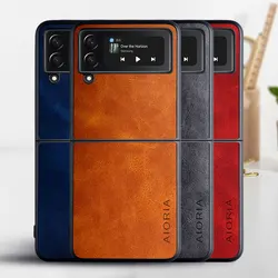Case for Samsung Galaxy Z Flip 4 6 5 3 Flip5 Flip4 5G coque Luxury Vintage leather cover funda for samsung galaxy z flip 4 case