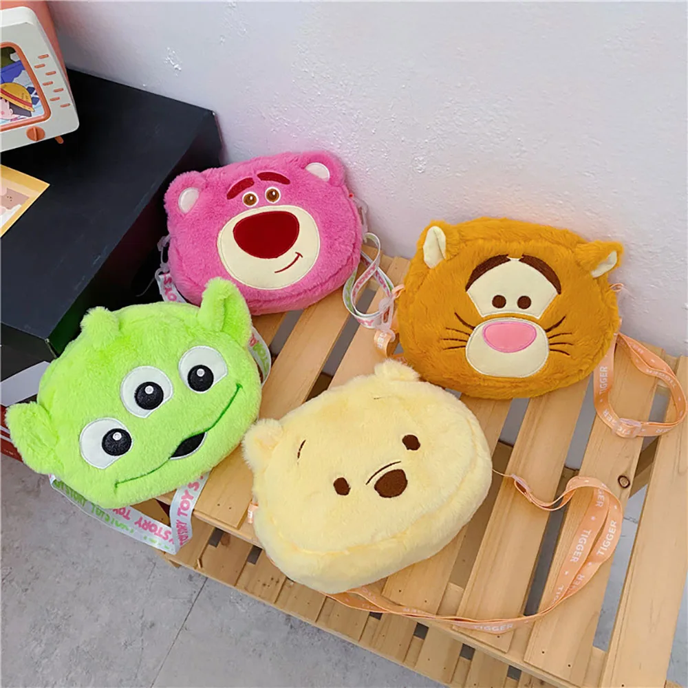 Disney Plush Crossbody Bag Kawaii Women Plush Coin Purse Lotso Cartoon Shoulder Bag Girls Fashion Cute Handbags Kids Totes Gift