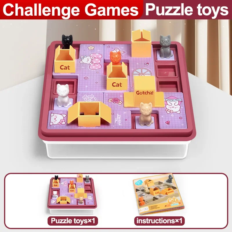 어린이 교육 학습 장난감 고양이 익스프레스 박스 보드 퍼즐 논리 게임 훈련 공간 계획.동물 테마