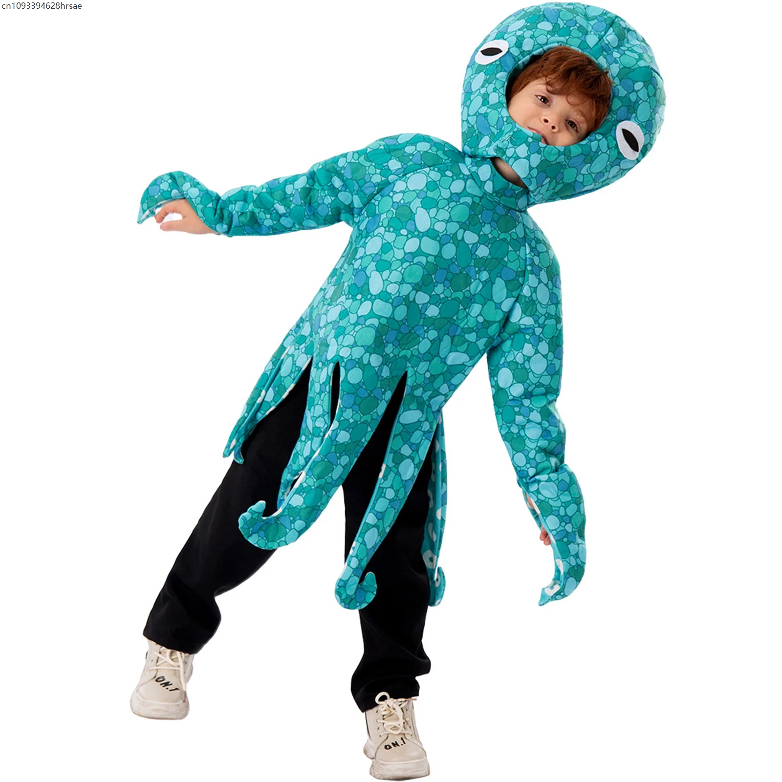 

Christmas Child Sea Monster Squid Cosplay Jumpsuit with Hat Boys Cute Blue Octopus Costume Halloween Party Outfit For Kids