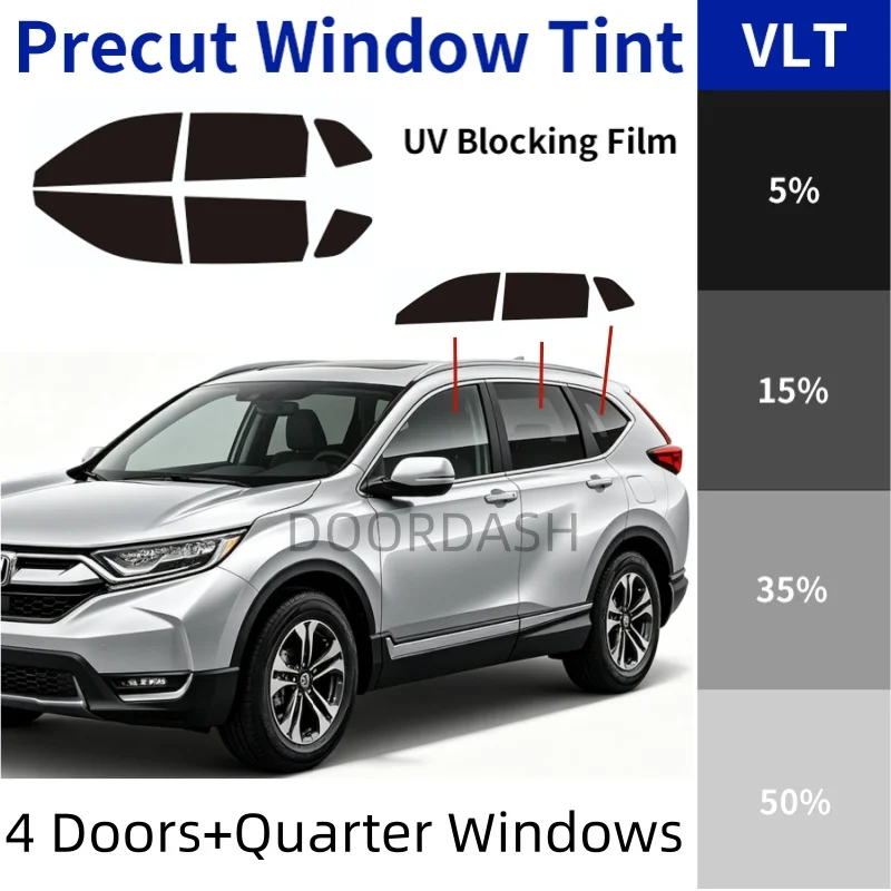 Pre‑Cut Nano‑Ceramic Window Tint Film For Honda CR‑V RS RE RW SUV 4 Doors+Quarter Windows UV IR Heat Blocking Privacy 2‑Ply PET