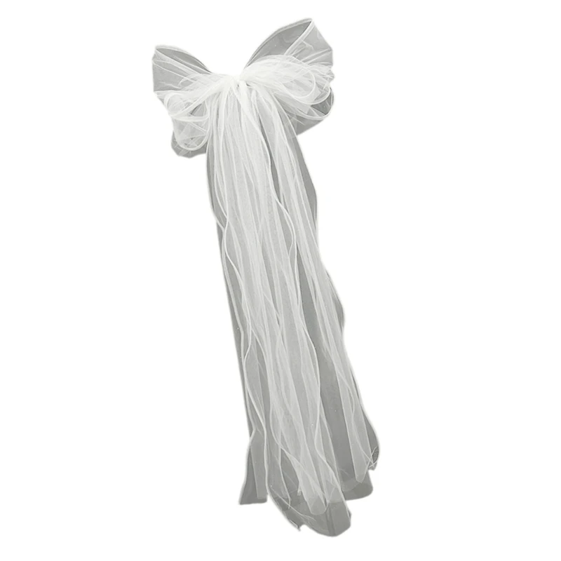 F42F Bridal Veil for Wedding Party Multilayer Veil Oversized Bowknot Photo Props