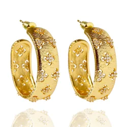 Zlxgirl Brand Dubai Gold Color C Shape Stud Earring of wedding Jewelry Gold Copper Ears couple brinco Earing free bags