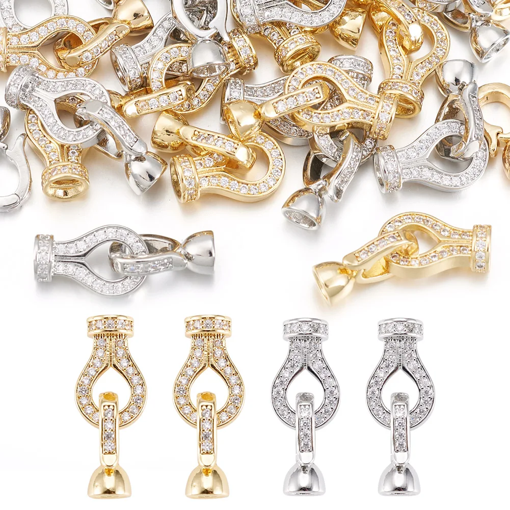 

10Sets 26mm Brass Fold Over Clasps with Crystal Rhinestone Findings for DIY Jewelry Accessories Bracelet Connector Making