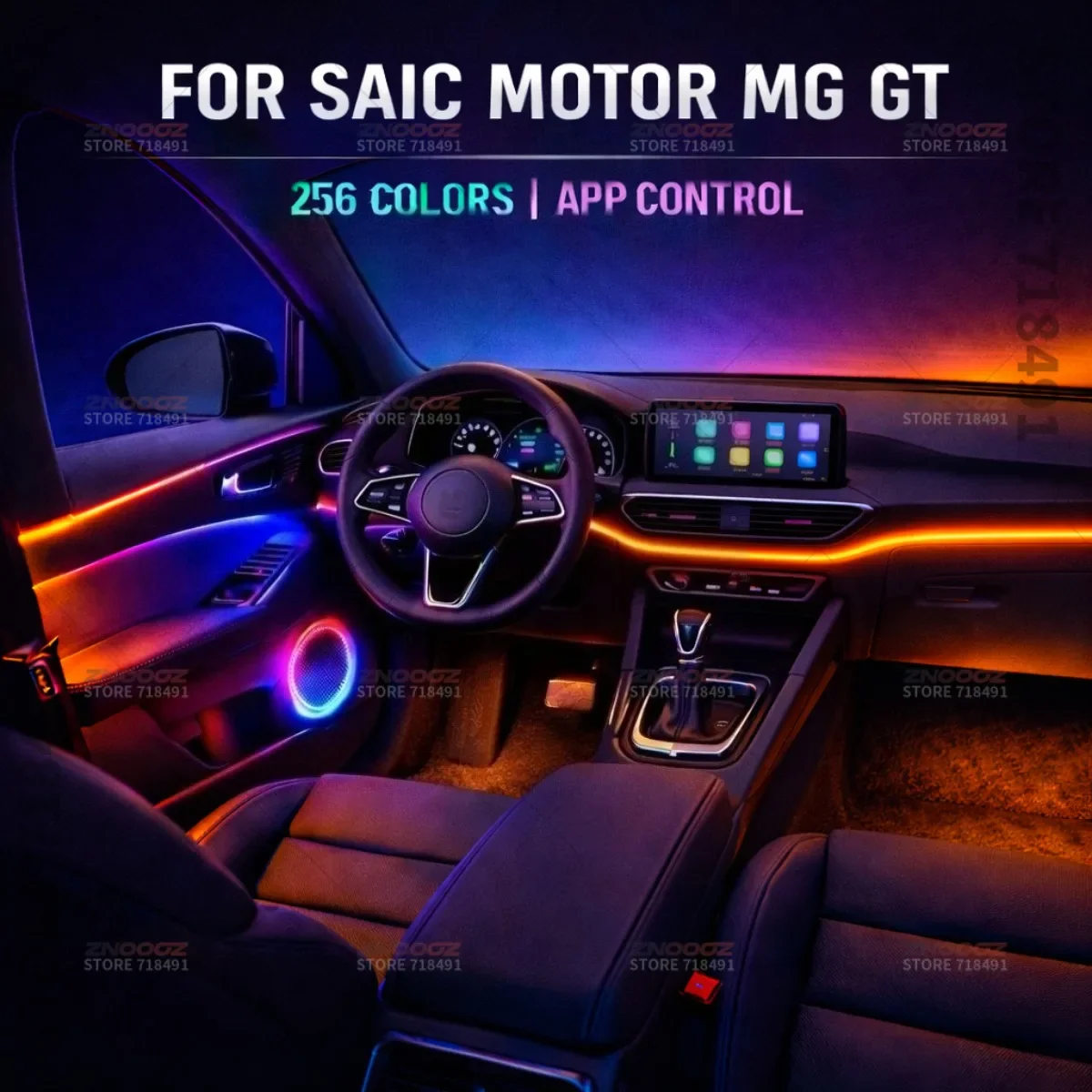 22in1 RGB Car Interior Acrylic Car Ambient Lights Hidden Acrylic Strip Decoration Atmosphere Accessories For SAIC Motor MG GT