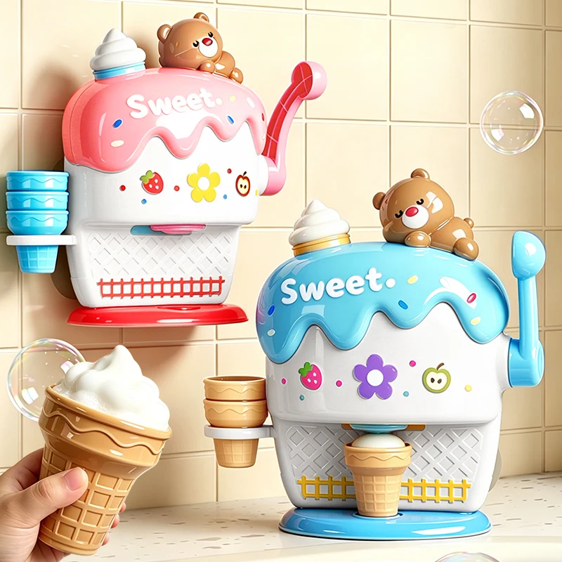 Baby Bath Toys Bubble Machine Crabs Ice Cream Kids Bath  Bathtub Soap Automatic Bubble Maker Bathroom Toy for Children 3 Years
