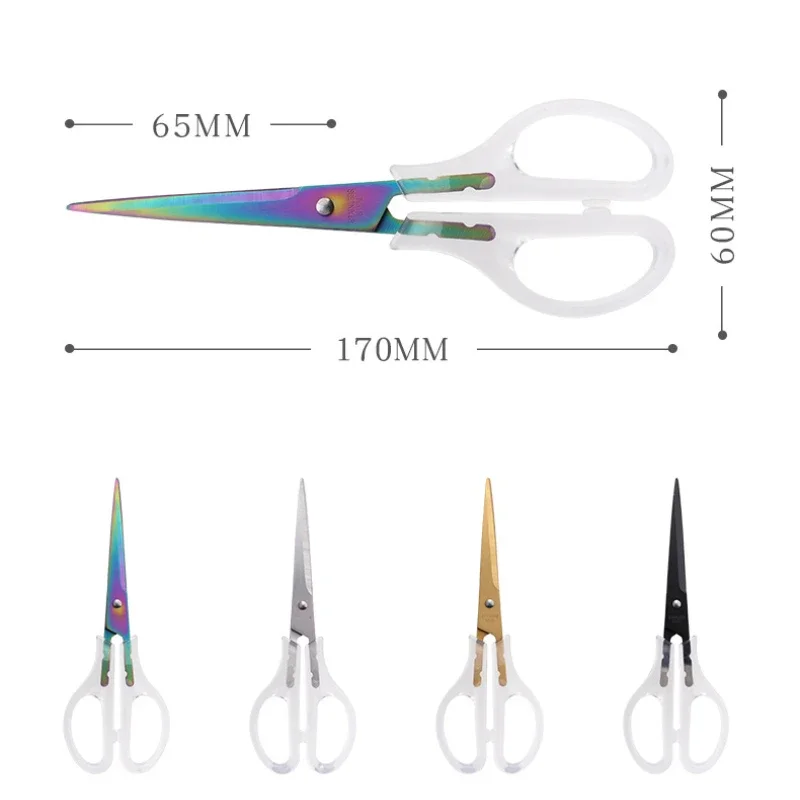 1Pc INS Fresh Simple Transparent Handle Scissors Office Paper Cutter Stainless Steel Stationery Scissors DIY Art Craft Scissors