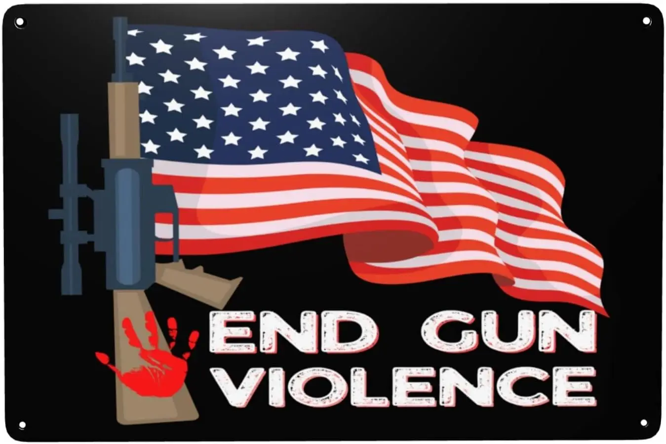 End Gun Violence Flag Enough American Flag Awareness Day Sign 8x12in Metal Sign Decor Home Wall Garage Bar Coffee Shop Clas sign