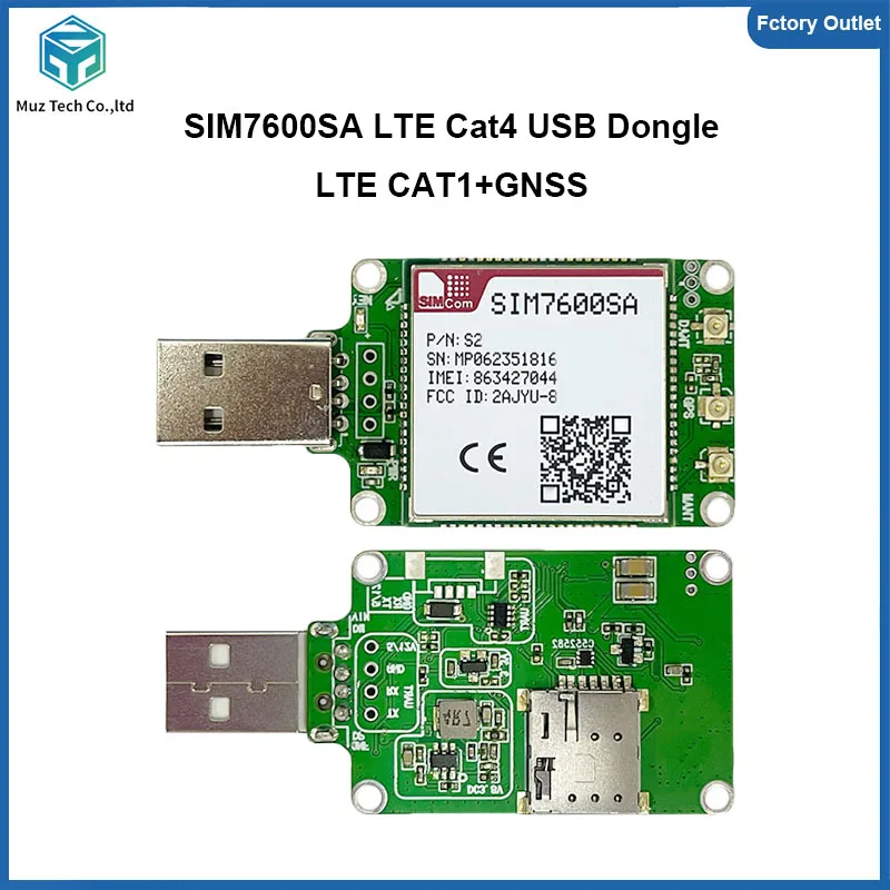 ดองเกิล USB SIM7600SA โมดูล SIMcom S4G LTE CAT1 รองรับ GNSS พร้อมชุดแยกเสาอากาศ FPC+GPS สำหรับออสเตรเลีย/อเมริกาใต้
