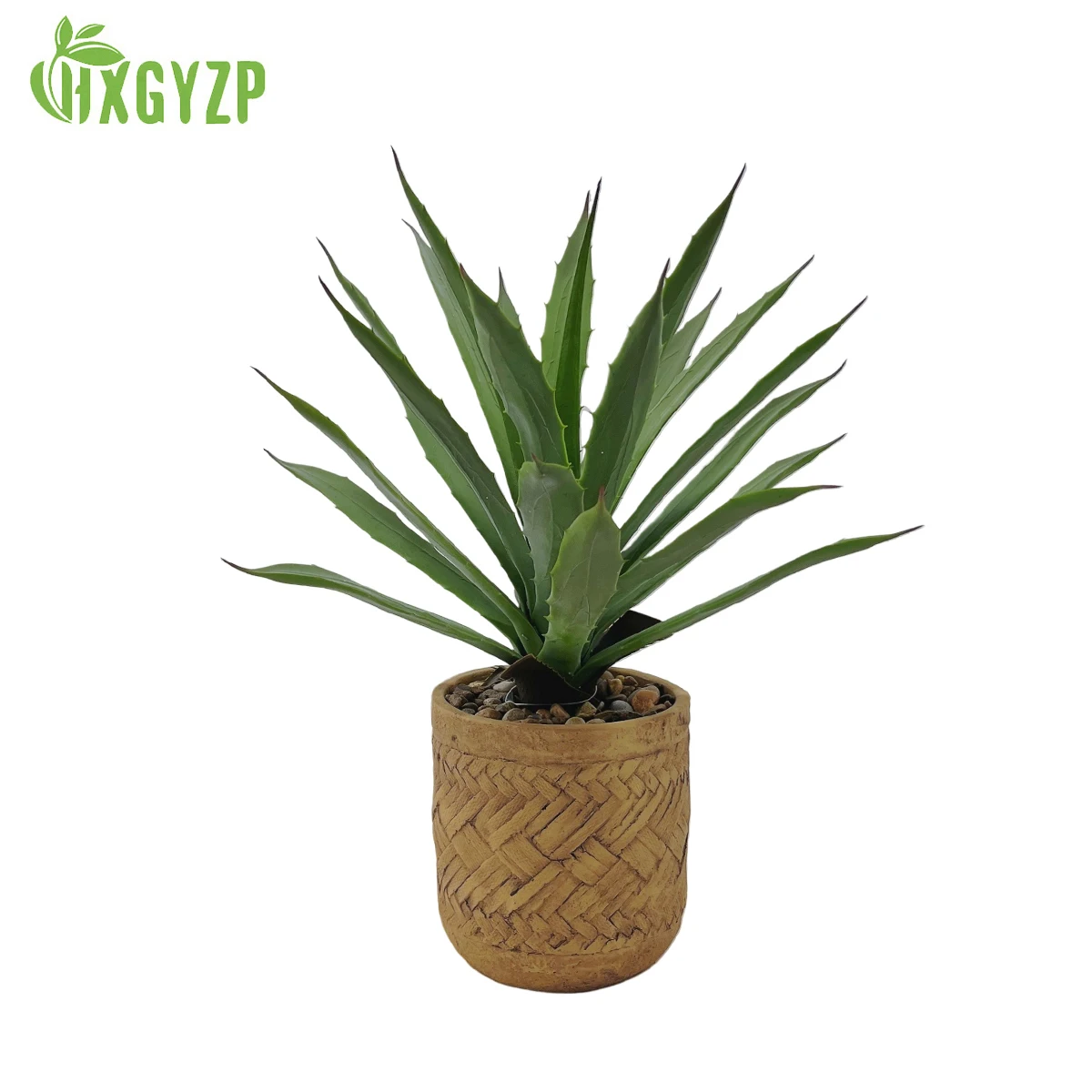 HXGYZP Artificial Plants Agave Potted Woven Basket Cement Flowerpot Sisal Plant Decor For Home Office Indoor Outdoor Fake Plants