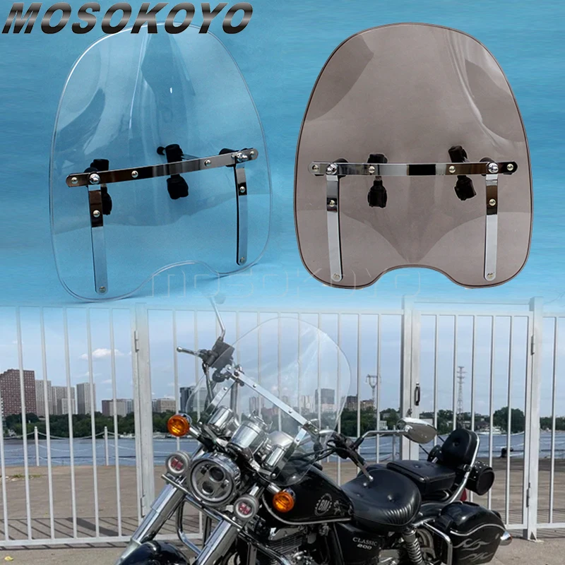 22mm Handlebar Universal Windshield Windscreen Wind Shield Screen For Harley Honda Yamaha Suzuki Cruiser Motorcycle Accessories