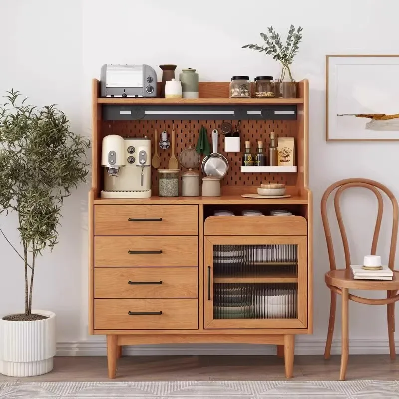 

Тумба-буфет из массива дерева в современном стиле, интегрированная с японским чайным шкафом, для хранения вещей в доме