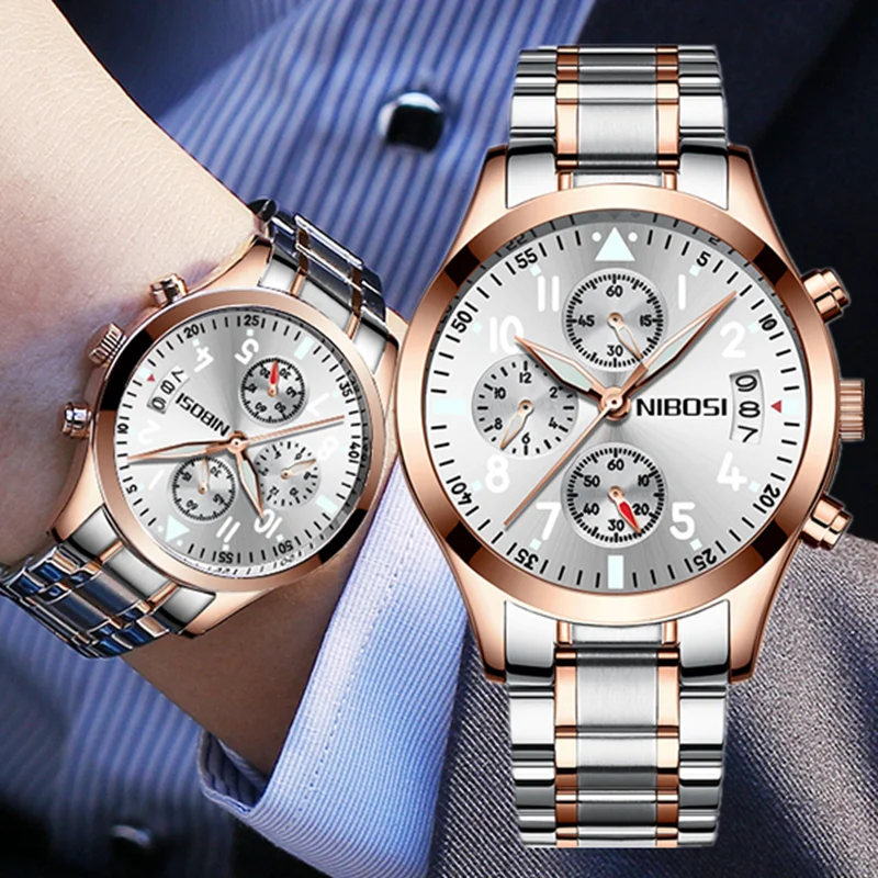 NIBOSI 2024 Mens Watches Top Brand Luxury Business Men Watch Chronograph Male Clock Man Quartz Wristwatches Relogio Masculino