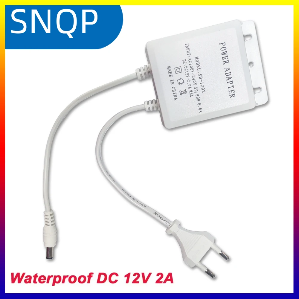 กันน้ำ DC12V 2A EU อะแดปเตอร์ไฟสำหรับการเฝ้าระวังกล้องวงจรปิดความปลอดภัยกล้อง AHD กล้อง DVR NVR อินพุต AC100V-240V 5.5 มม.*2.1 มม.