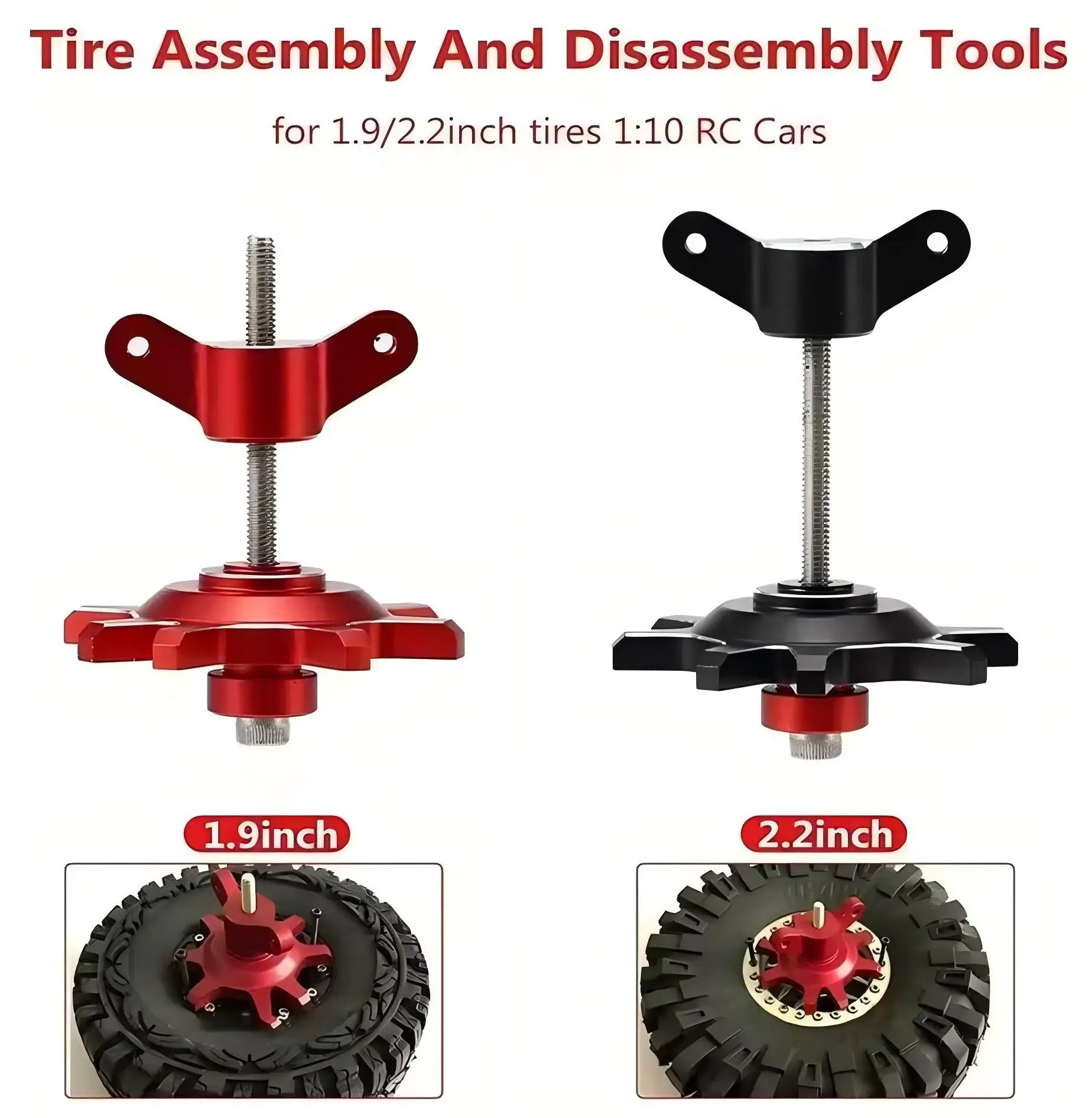 1.9インチ、2.2インチホイール用RCビードロックツールキット、1/10クローラーカーAxial SCX10 TRX4 TRX6 Traxxas用リム組立取り外しツール