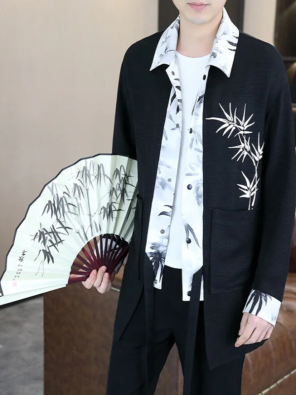 

Men's Mid-Length Ice Silk Sun-Protective Windbreaker Summer Faionable Traditional Chinese Sle Jaet Stand Fit Long Sl...
