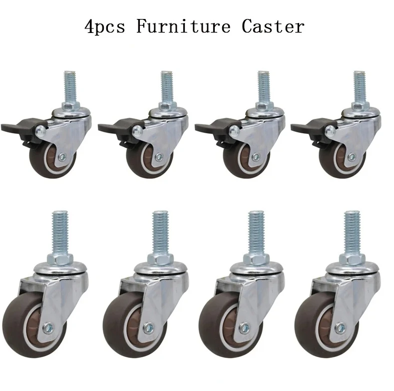 4Pcs Soft Rubber Swivel Furniture Casters Silent Roller Wheels for Baby Crib Bed Trolley Household Replacement Accessory