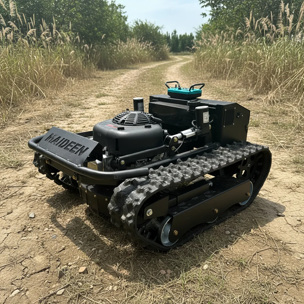 Small Crawler Remote Control 4-Stroke Cordless Lawn Mower for Commercial Farm Use with Automatic Mowing