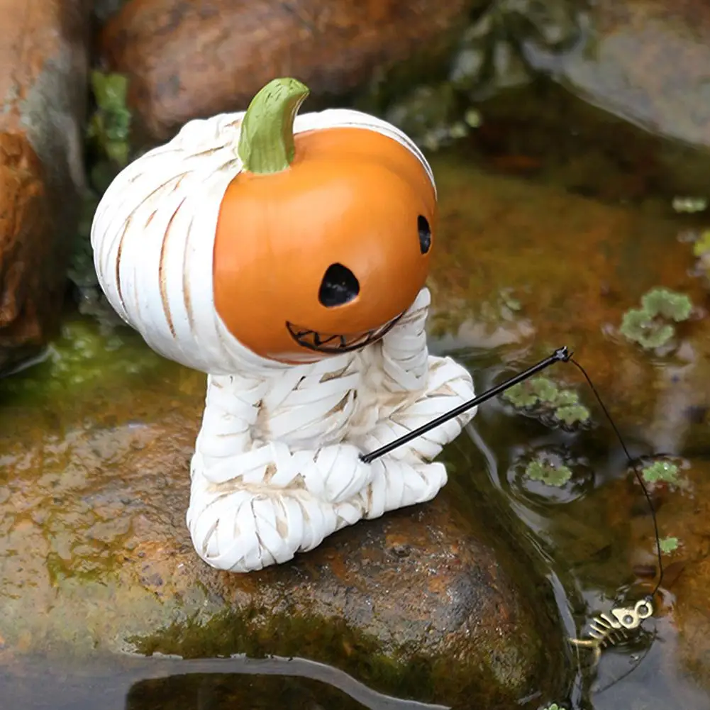 تمثال صيد اليقطين بأشرطة الهالوين - 3.11 بوصة من الراتنج المضحك على شكل يقطين رعب الحرف اليدوية ديكورات العطلات الإبداعية، G Z5E6 #4