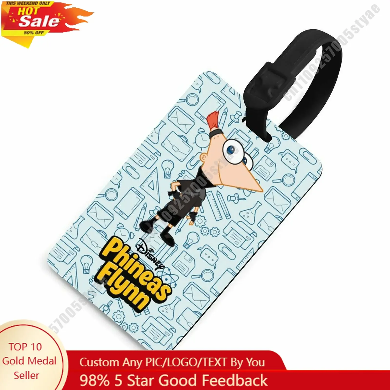 

Phineas Flynn Luggage Tags Disney Personalized Customized Your Name Phone Number Address Anti Loss Travel Essential Accessories
