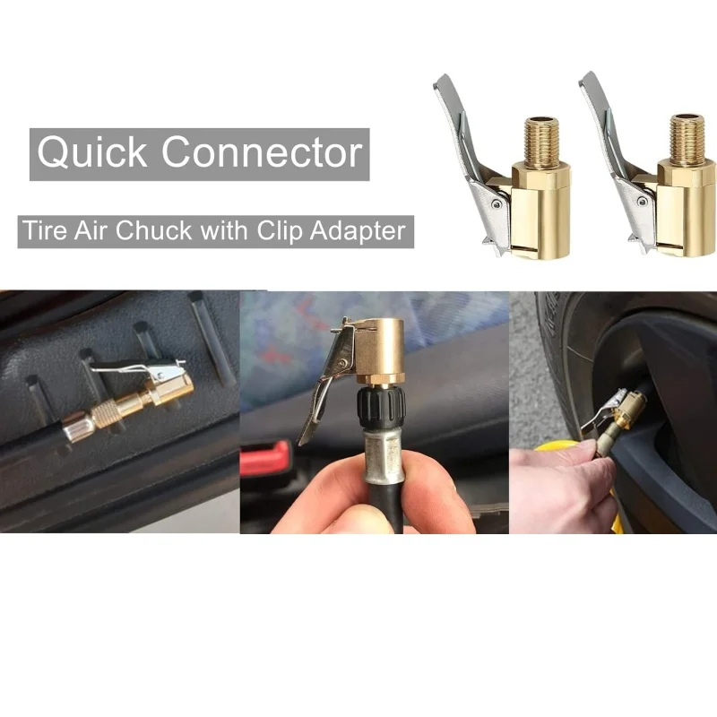 1pc Universal Brass Locking Tyre Air Chuck Adapter Automotive Grade Quick Inflation For Car Motorcycle BikeAccessories Wholesale