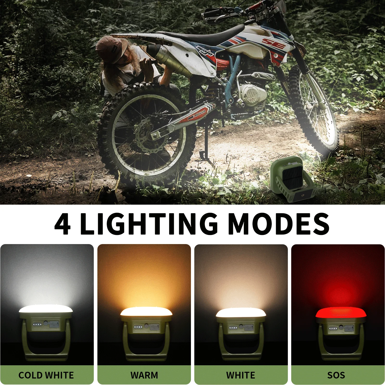 MOSLIGHTING Solar Portable LED Spotlight Light Strong Flashlight Outdoor Camping Emergency USB Rechargeable Magnetic Work Lamp